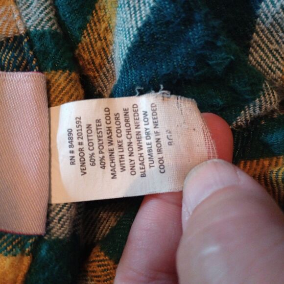 American Sweetheart Flannel Pearl Snap Heavyweight Shirt. Green Gold Print - Picture 5 of 8
